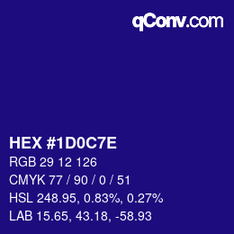 Color code: HEX #1D0C7E | qconv.com