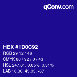 カラーコード: HEX #1D0C92 | qconv.com