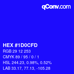 カラーコード: HEX #1D0CFD | qconv.com