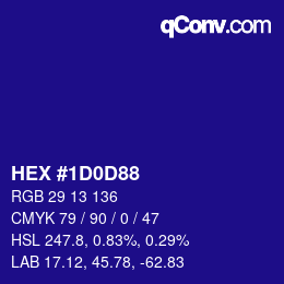 颜色代码: HEX #1D0D88 | qconv.com