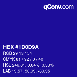 カラーコード: HEX #1D0D9A | qconv.com