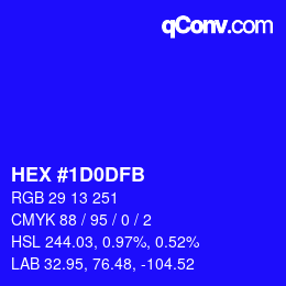 Color code: HEX #1D0DFB | qconv.com