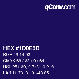 Color code: HEX #1D0E5D | qconv.com