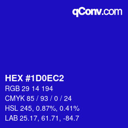 カラーコード: HEX #1D0EC2 | qconv.com