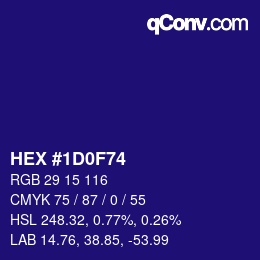 カラーコード: HEX #1D0F74 | qconv.com