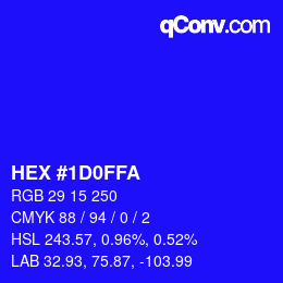 Color code: HEX #1D0FFA | qconv.com