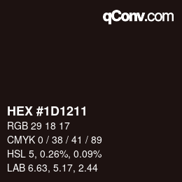 Color code: HEX #1D1211 | qconv.com