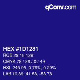颜色代码: HEX #1D1281 | qconv.com
