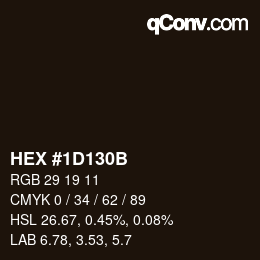 Color code: HEX #1D130B | qconv.com