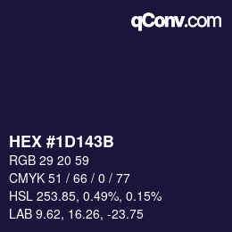 カラーコード: HEX #1D143B | qconv.com