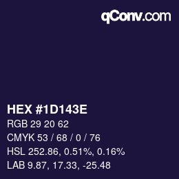 Color code: HEX #1D143E | qconv.com