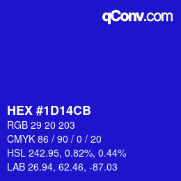 Color code: HEX #1D14CB | qconv.com