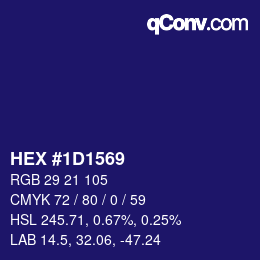 Color code: HEX #1D1569 | qconv.com