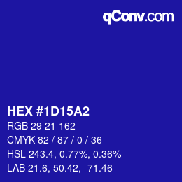 カラーコード: HEX #1D15A2 | qconv.com