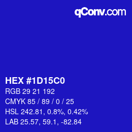 Color code: HEX #1D15C0 | qconv.com