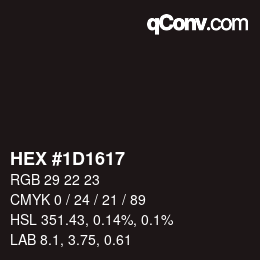 Color code: HEX #1D1617 | qconv.com