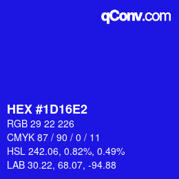 カラーコード: HEX #1D16E2 | qconv.com