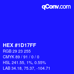 Color code: HEX #1D17FF | qconv.com