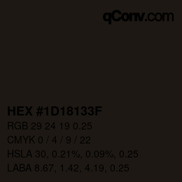 Farbcode: HEX #1D18133F | qconv.com