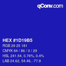 Color code: HEX #1D19B5 | qconv.com