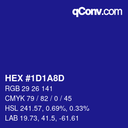 Color code: HEX #1D1A8D | qconv.com