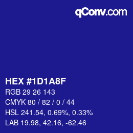 Farbcode: HEX #1D1A8F | qconv.com
