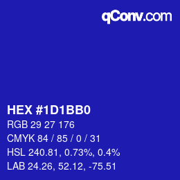 Color code: HEX #1D1BB0 | qconv.com