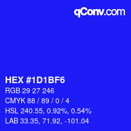 Color code: HEX #1D1BF6 | qconv.com