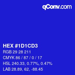 Color code: HEX #1D1CD3 | qconv.com
