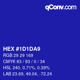 Color code: HEX #1D1DA9 | qconv.com