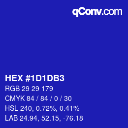 カラーコード: HEX #1D1DB3 | qconv.com