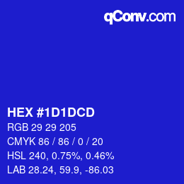 Color code: HEX #1D1DCD | qconv.com