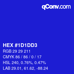 颜色代码: HEX #1D1DD3 | qconv.com
