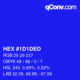 Color code: HEX #1D1DED | qconv.com