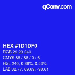 カラーコード: HEX #1D1DF0 | qconv.com