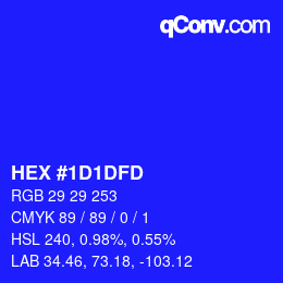 Color code: HEX #1D1DFD | qconv.com