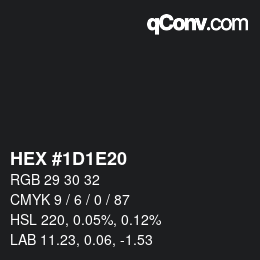 Code couleur: HEX #1D1E20 | qconv.com