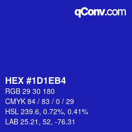 カラーコード: HEX #1D1EB4 | qconv.com