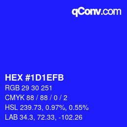 Color code: HEX #1D1EFB | qconv.com