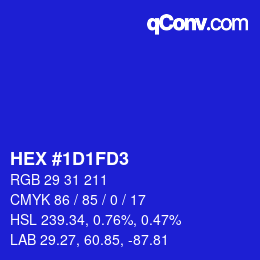 颜色代码: HEX #1D1FD3 | qconv.com