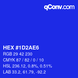 カラーコード: HEX #1D2AE6 | qconv.com