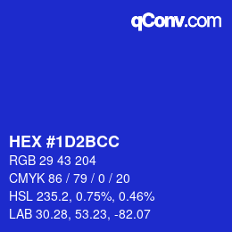 Color code: HEX #1D2BCC | qconv.com
