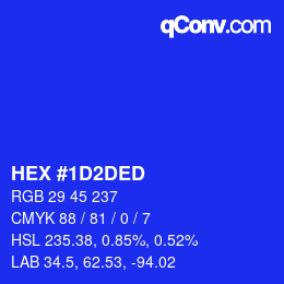 Color code: HEX #1D2DED | qconv.com