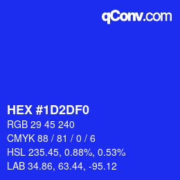 Color code: HEX #1D2DF0 | qconv.com