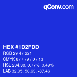 颜色代码: HEX #1D2FDD | qconv.com