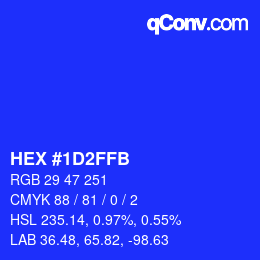 Color code: HEX #1D2FFB | qconv.com