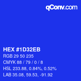 カラーコード: HEX #1D32EB | qconv.com