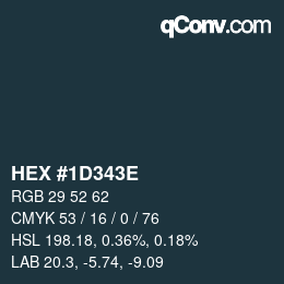 Color code: HEX #1D343E | qconv.com