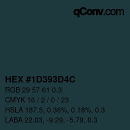 Code couleur: HEX #1D393D4C | qconv.com