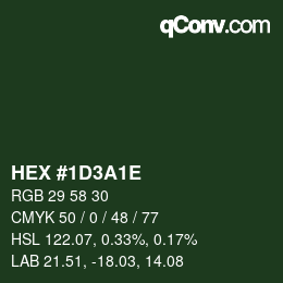 Color code: HEX #1D3A1E | qconv.com